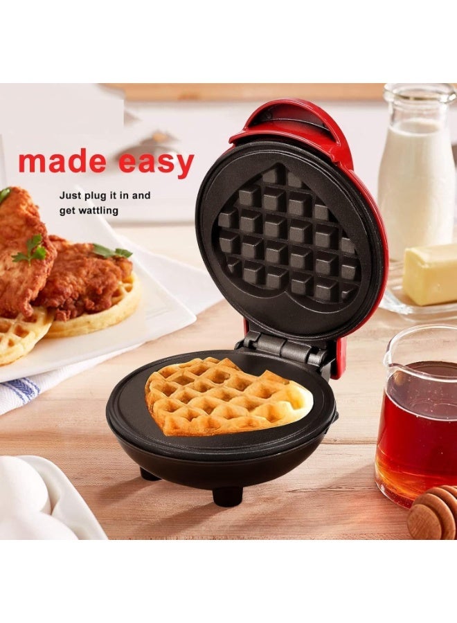 هالامين صانعة وافل صغيرة، صينية غير لاصقة للوافل، صانعة شافل بتصميم على شكل قلب، آلة صنع الفطائر المحمولة للأطفال، سهلة التنظيف، مثالية لصنع شطيرة الدجاج. - Image 4